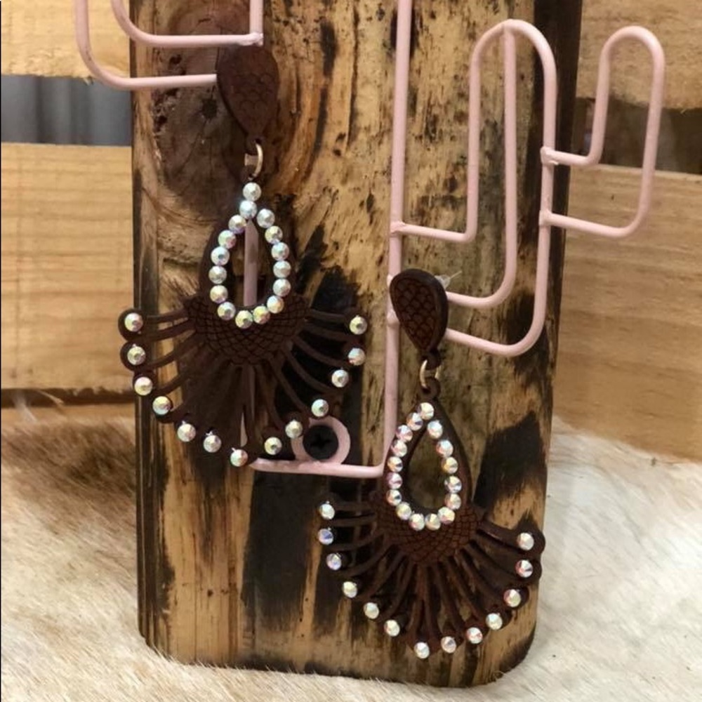 Wood Chandelier Earrings